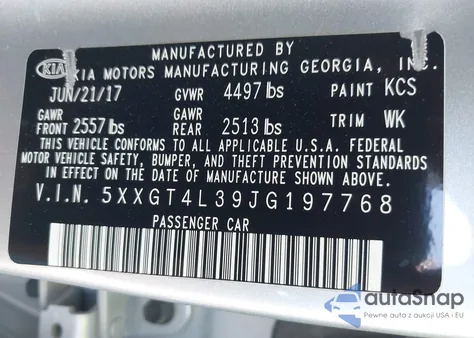 2018 Kia Optima Lx from USA, damaged, VIN 5XXGT4L39JG197768